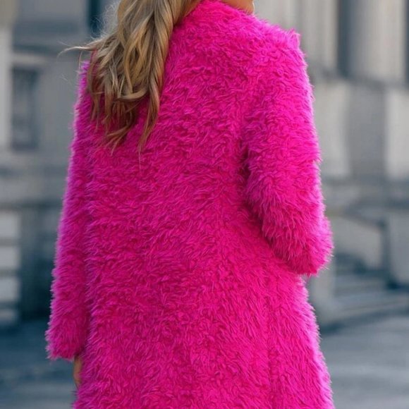 Pink Faux fur Teddy Jacket Coat - Picture 6 of 6
